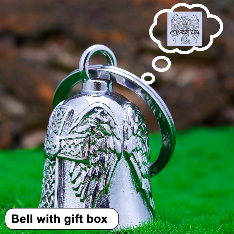 CYZBTBl Motorcycle Men Bells - Motorcycle Angel Bell for Men Women,Bell Biker Accessory,Guard Riding Safety (Black) - Image 5
